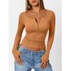 image:imageTrendy Queen Long Sleeve Shirts for Women Henley Ribbed Fall Tops Dressy Business Casual Teen Girl Winter Cute Basic TeesOrange
