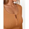 image:imageTrendy Queen Long Sleeve Shirts for Women Henley Ribbed Fall Tops Dressy Business Casual Teen Girl Winter Cute Basic TeesOrange