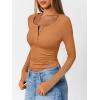 image:imageTrendy Queen Long Sleeve Shirts for Women Henley Ribbed Fall Tops Dressy Business Casual Teen Girl Winter Cute Basic TeesOrange