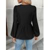 image:imageTrendy Queen Tir Front Tops Women Fall Fashion Top Babydoll Peplum Blouse Puff Long Sleeve Shirts Bow Tie Shirts TrendyBlack