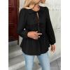 image:imageTrendy Queen Tir Front Tops Women Fall Fashion Top Babydoll Peplum Blouse Puff Long Sleeve Shirts Bow Tie Shirts TrendyBlack