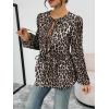 image:imageTrendy Queen Tir Front Tops Women Fall Fashion Top Babydoll Peplum Blouse Puff Long Sleeve Shirts Bow Tie Shirts TrendyLeopardprint