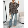 image:imageTrendy Queen Tir Front Tops Women Fall Fashion Top Babydoll Peplum Blouse Puff Long Sleeve Shirts Bow Tie Shirts TrendyLeopardprint