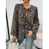 image:imageTrendy Queen Tir Front Tops Women Fall Fashion Top Babydoll Peplum Blouse Puff Long Sleeve Shirts Bow Tie Shirts TrendyLeopardprint