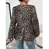 image:imageTrendy Queen Tir Front Tops Women Fall Fashion Top Babydoll Peplum Blouse Puff Long Sleeve Shirts Bow Tie Shirts TrendyLeopardprint