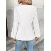 image:imageTrendy Queen Tir Front Tops Women Fall Fashion Top Babydoll Peplum Blouse Puff Long Sleeve Shirts Bow Tie Shirts TrendyWhite
