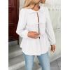 image:imageTrendy Queen Tir Front Tops Women Fall Fashion Top Babydoll Peplum Blouse Puff Long Sleeve Shirts Bow Tie Shirts TrendyWhite