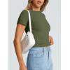 image:imageTrendy Queen Womens Basic T Shirts Summer Tops 2026 Crop Short Sleeve Slim Fit Tee Cute Gym Workout ClothesArmygreen