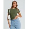 image:imageTrendy Queen Womens Basic T Shirts Summer Tops 2026 Crop Short Sleeve Slim Fit Tee Cute Gym Workout ClothesArmygreen