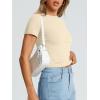 image:imageTrendy Queen Womens Basic T Shirts Summer Tops 2026 Crop Short Sleeve Slim Fit Tee Cute Gym Workout ClothesBeige