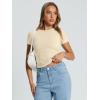 image:imageTrendy Queen Womens Basic T Shirts Summer Tops 2026 Crop Short Sleeve Slim Fit Tee Cute Gym Workout ClothesBeige