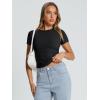 image:imageTrendy Queen Womens Basic T Shirts Summer Tops 2026 Crop Short Sleeve Slim Fit Tee Cute Gym Workout ClothesBlack