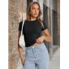 image:imageTrendy Queen Womens Basic T Shirts Summer Tops 2026 Crop Short Sleeve Slim Fit Tee Cute Gym Workout ClothesBlack