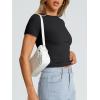 image:imageTrendy Queen Womens Basic T Shirts Summer Tops 2026 Crop Short Sleeve Slim Fit Tee Cute Gym Workout ClothesBlack
