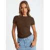 image:imageTrendy Queen Womens Basic T Shirts Summer Tops 2026 Crop Short Sleeve Slim Fit Tee Cute Gym Workout ClothesBrown