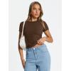 image:imageTrendy Queen Womens Basic T Shirts Summer Tops 2026 Crop Short Sleeve Slim Fit Tee Cute Gym Workout ClothesBrown