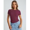 image:imageTrendy Queen Womens Basic T Shirts Summer Tops 2026 Crop Short Sleeve Slim Fit Tee Cute Gym Workout ClothesBurgundy