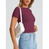 image:imageTrendy Queen Womens Basic T Shirts Summer Tops 2026 Crop Short Sleeve Slim Fit Tee Cute Gym Workout ClothesBurgundy