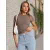 image:imageTrendy Queen Womens Basic T Shirts Summer Tops 2026 Crop Short Sleeve Slim Fit Tee Cute Gym Workout ClothesCoffee