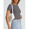 image:imageTrendy Queen Womens Basic T Shirts Summer Tops 2026 Crop Short Sleeve Slim Fit Tee Cute Gym Workout ClothesDeepgrey