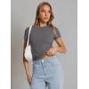image:imageTrendy Queen Womens Basic T Shirts Summer Tops 2026 Crop Short Sleeve Slim Fit Tee Cute Gym Workout ClothesDeepgrey