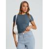 image:imageTrendy Queen Womens Basic T Shirts Summer Tops 2026 Crop Short Sleeve Slim Fit Tee Cute Gym Workout ClothesHazeblue