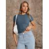image:imageTrendy Queen Womens Basic T Shirts Summer Tops 2026 Crop Short Sleeve Slim Fit Tee Cute Gym Workout ClothesHazeblue