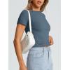 image:imageTrendy Queen Womens Basic T Shirts Summer Tops 2026 Crop Short Sleeve Slim Fit Tee Cute Gym Workout ClothesHazeblue