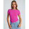image:imageTrendy Queen Womens Basic T Shirts Summer Tops 2026 Crop Short Sleeve Slim Fit Tee Cute Gym Workout ClothesHotpink