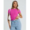 image:imageTrendy Queen Womens Basic T Shirts Summer Tops 2026 Crop Short Sleeve Slim Fit Tee Cute Gym Workout ClothesHotpink