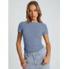 image:imageTrendy Queen Womens Basic T Shirts Summer Tops 2026 Crop Short Sleeve Slim Fit Tee Cute Gym Workout ClothesLightblue
