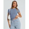 image:imageTrendy Queen Womens Basic T Shirts Summer Tops 2026 Crop Short Sleeve Slim Fit Tee Cute Gym Workout ClothesLightblue