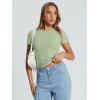 image:imageTrendy Queen Womens Basic T Shirts Summer Tops 2026 Crop Short Sleeve Slim Fit Tee Cute Gym Workout ClothesLightgreen