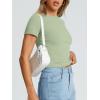 image:imageTrendy Queen Womens Basic T Shirts Summer Tops 2026 Crop Short Sleeve Slim Fit Tee Cute Gym Workout ClothesLightgreen