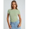 image:imageTrendy Queen Womens Basic T Shirts Summer Tops 2026 Crop Short Sleeve Slim Fit Tee Cute Gym Workout ClothesLightgreen