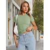 image:imageTrendy Queen Womens Basic T Shirts Summer Tops 2026 Crop Short Sleeve Slim Fit Tee Cute Gym Workout ClothesLightgreen