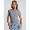 image:imageTrendy Queen Womens Basic T Shirts Summer Tops 2026 Crop Short Sleeve Slim Fit Tee Cute Gym Workout ClothesLightgrey