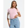 image:imageTrendy Queen Womens Basic T Shirts Summer Tops 2026 Crop Short Sleeve Slim Fit Tee Cute Gym Workout ClothesLightpink