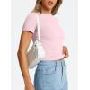 image:imageTrendy Queen Womens Basic T Shirts Summer Tops 2026 Crop Short Sleeve Slim Fit Tee Cute Gym Workout ClothesLightpink