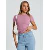image:imageTrendy Queen Womens Basic T Shirts Summer Tops 2026 Crop Short Sleeve Slim Fit Tee Cute Gym Workout ClothesMauve