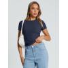 image:imageTrendy Queen Womens Basic T Shirts Summer Tops 2026 Crop Short Sleeve Slim Fit Tee Cute Gym Workout ClothesNavy
