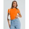 image:imageTrendy Queen Womens Basic T Shirts Summer Tops 2026 Crop Short Sleeve Slim Fit Tee Cute Gym Workout ClothesOrange