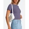 image:imageTrendy Queen Womens Basic T Shirts Summer Tops 2026 Crop Short Sleeve Slim Fit Tee Cute Gym Workout ClothesPurple