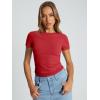 image:imageTrendy Queen Womens Basic T Shirts Summer Tops 2026 Crop Short Sleeve Slim Fit Tee Cute Gym Workout ClothesRed