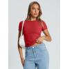 image:imageTrendy Queen Womens Basic T Shirts Summer Tops 2026 Crop Short Sleeve Slim Fit Tee Cute Gym Workout ClothesRed