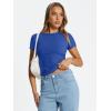 image:imageTrendy Queen Womens Basic T Shirts Summer Tops 2026 Crop Short Sleeve Slim Fit Tee Cute Gym Workout ClothesRoyal Blue