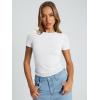image:imageTrendy Queen Womens Basic T Shirts Summer Tops 2026 Crop Short Sleeve Slim Fit Tee Cute Gym Workout ClothesWhite