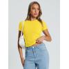image:imageTrendy Queen Womens Basic T Shirts Summer Tops 2026 Crop Short Sleeve Slim Fit Tee Cute Gym Workout ClothesYellow