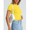 image:imageTrendy Queen Womens Basic T Shirts Summer Tops 2026 Crop Short Sleeve Slim Fit Tee Cute Gym Workout ClothesYellow