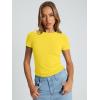 image:imageTrendy Queen Womens Basic T Shirts Summer Tops 2026 Crop Short Sleeve Slim Fit Tee Cute Gym Workout ClothesYellow